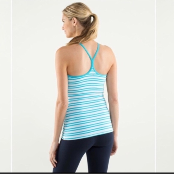 11.Lululemon Power Y Tank Twin Stripe Spry Blue/Spry - Picture 1 of 8